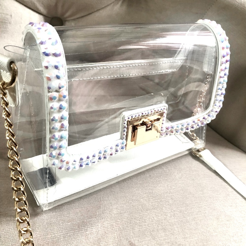 White Bling Clear Crossbody Handbag